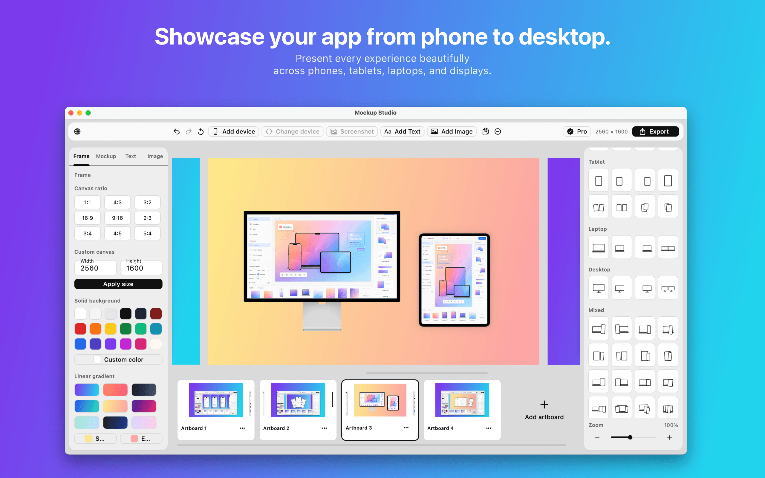 Desktop and tablet mockups presented together in Mockup Studio.